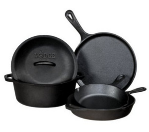 Lodge L5HS3 5-Piece Pre-Seasoned Cast-Iron Cookware Set