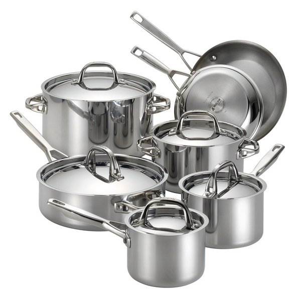 anolon cookware reviews - Anolon Tri-Ply Clad Stainless Steel 12-Piece Cookware Set
