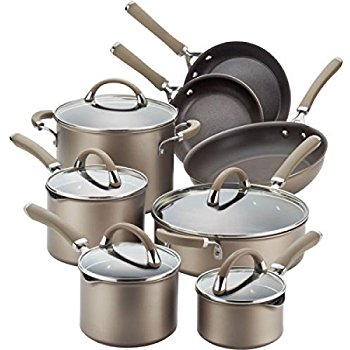 best induction cookware - Circulon Premier Professional 11-piece Hard-anodized Cookware Set Bronze Exterior Stainless Steel Base